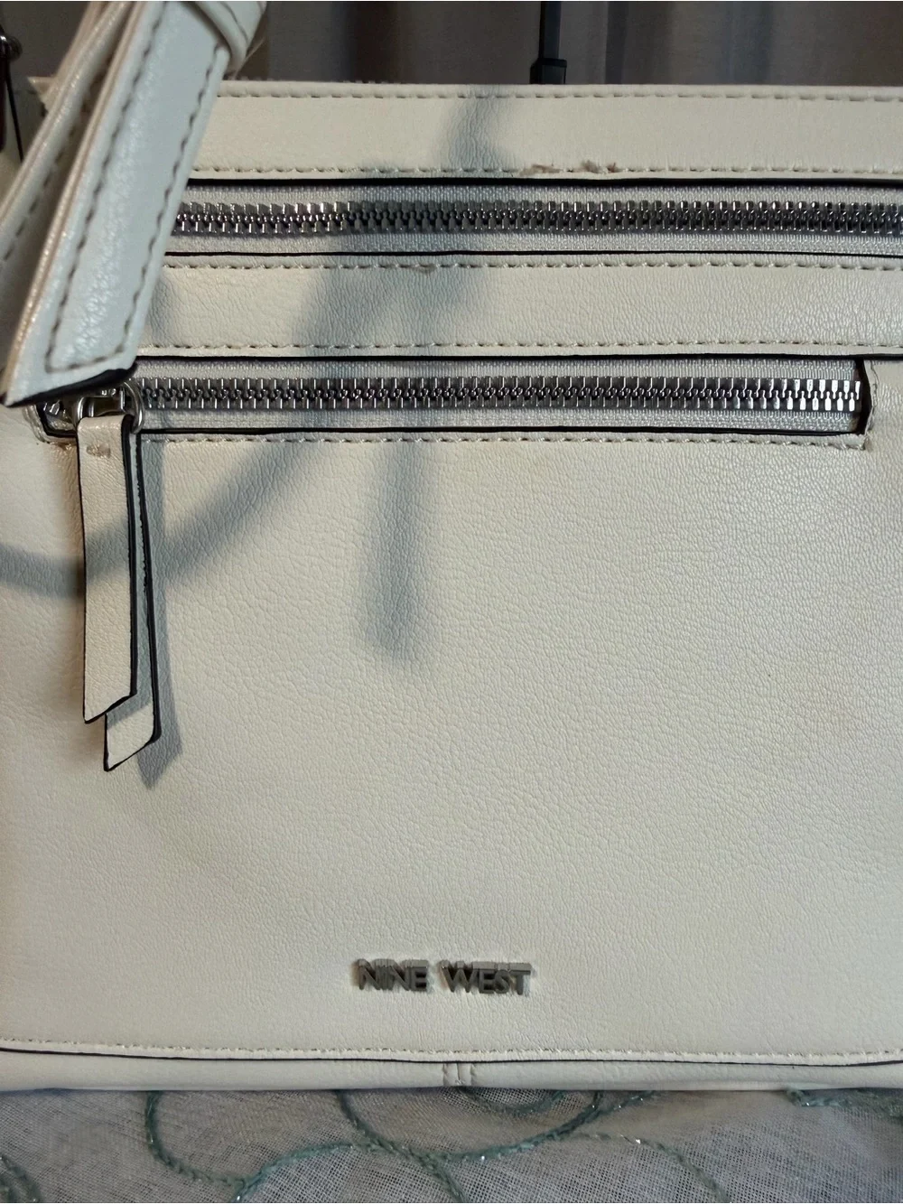 Nine West Coralia Crossbody Bag Optic White Silver Hardware
